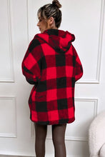 Load image into Gallery viewer, DOORBUSTER DEAL: Double Take Full Size Plaid Long Sleeve Hooded Coat
