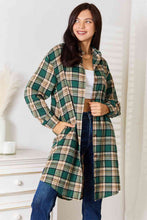 Load image into Gallery viewer, Double Take Plaid Collared Neck Long Sleeve Shirt