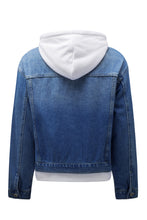 Load image into Gallery viewer, Distressed Hooded Denim Jacket