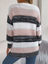 Load image into Gallery viewer, Openwork Striped Open Front Cardigan