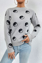 Load image into Gallery viewer, Printed Mock Neck Dropped Shoulder Sweater