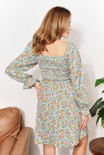 Load image into Gallery viewer, Double Take Floral Smocked Flounce Sleeve Square Neck Dress