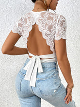 Load image into Gallery viewer, Lace Backless Round Neck Bodysuit