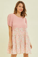 Load image into Gallery viewer, HEYSON Full Size Round Neck Floral Ruffle Hem Mini Dress