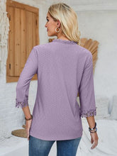 Load image into Gallery viewer, Lace Detail V-Neck Three-Quarter Sleeve Blouse