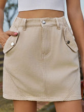Load image into Gallery viewer, Pocketed Buttoned Mini Denim Skirt