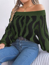 Load image into Gallery viewer, Off-Shoulder Animal Print Long Sleeve Sweater