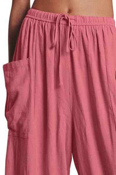 Load image into Gallery viewer, Full Size Pocketed Drawstring Wide Leg Pants