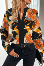 Load image into Gallery viewer, Floral Notched Long Sleeve Blouse
