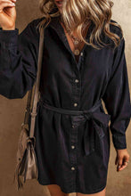 Load image into Gallery viewer, Button Up Collared Neck Denim Dress