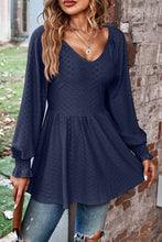 Load image into Gallery viewer, Peplum V-Neck Long Sleeve Blouse