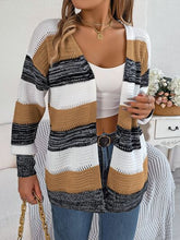 Load image into Gallery viewer, Openwork Striped Open Front Cardigan