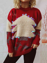 Load image into Gallery viewer, Sequin Christmas Tree &amp; Reindeer Round Neck Sweater