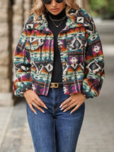 Load image into Gallery viewer, Geometric Dropped Shoulder Balloon Sleeve Outerwear
