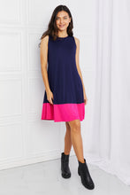 Load image into Gallery viewer, Yelete Full Size Two-Tone Sleeveless Mini Dress with Pockets