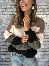 Load image into Gallery viewer, Color Block Round Neck Sweater