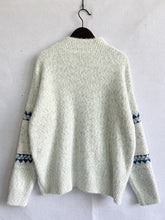 Load image into Gallery viewer, Geometric Mock Neck Dropped Shoulder Sweater