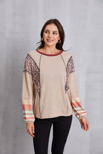Load image into Gallery viewer, Contrast Stitching Leopard Long Sleeve Blouse