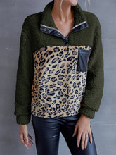 Load image into Gallery viewer, Leopard Quarter-Snap Teddy Sweatshirt