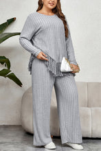 Load image into Gallery viewer, Plus Size Tassel Hem Top and Pants Set