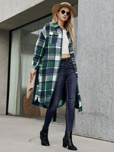 Load image into Gallery viewer, Plaid Pocketed Button Up Trench Coat