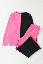 Load image into Gallery viewer, Color Block Round Neck Sweatshirt and Pants Set