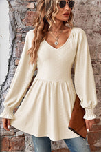 Load image into Gallery viewer, Peplum V-Neck Long Sleeve Blouse
