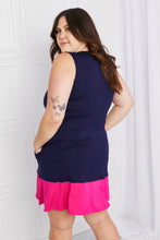Load image into Gallery viewer, Yelete Full Size Two-Tone Sleeveless Mini Dress with Pockets