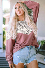 Load image into Gallery viewer, Leopard Round Neck Long Sleeve T-Shirt
