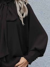 Load image into Gallery viewer, Tie Neck Lantern Sleeve Blouse