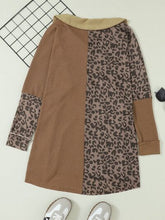 Load image into Gallery viewer, Half Button Leopard Collared Neck Blouse