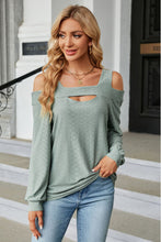 Load image into Gallery viewer, Cold Shoulder Square Neck Cutout Blouse