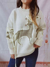 Load image into Gallery viewer, Reindeer Round Neck Long Sleeve Sweater