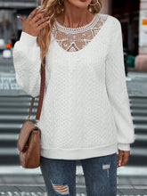 Load image into Gallery viewer, Lace Detail Round Neck Long Sleeve Top