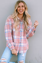 Load image into Gallery viewer, Plaid Pocketed Collared Neck Button Up Jacket