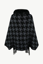 Load image into Gallery viewer, Houndstooth Fringe Hem Poncho