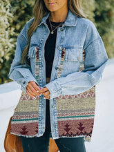 Load image into Gallery viewer, Collared Neck Dropped Shoulder Denim Jacket
