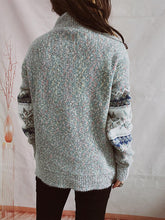 Load image into Gallery viewer, Geometric Mock Neck Dropped Shoulder Sweater