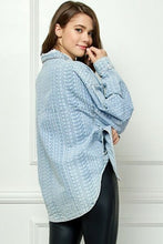 Load image into Gallery viewer, Veveret Button Up Dropped Shoulder Denim Top