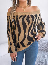 Load image into Gallery viewer, Off-Shoulder Animal Print Long Sleeve Sweater