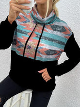 Load image into Gallery viewer, Geometric Drawstring Long-Sleeve Sweatshirt