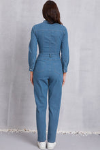 Load image into Gallery viewer, Snap Down Denim Jumpsuit with Pockets