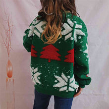Load image into Gallery viewer, Snowflake Round Neck Long Sleeve Sweater