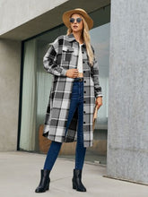 Load image into Gallery viewer, Plaid Pocketed Button Up Trench Coat