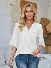 Load image into Gallery viewer, Eyelet Notched Half Sleeve T-Shirt