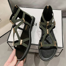 Load image into Gallery viewer, Open Toe Back Zipper Flat Sandals