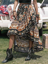 Load image into Gallery viewer, Printed High-Low Ruffle Hem Skirt