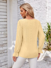 Load image into Gallery viewer, Applique V-Neck Flounce Sleeve T-Shirt