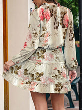 Load image into Gallery viewer, Printed Tie Neck Long Sleeve Dress
