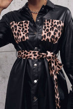 Load image into Gallery viewer, Tied Leopard Snap Down Trench Coat